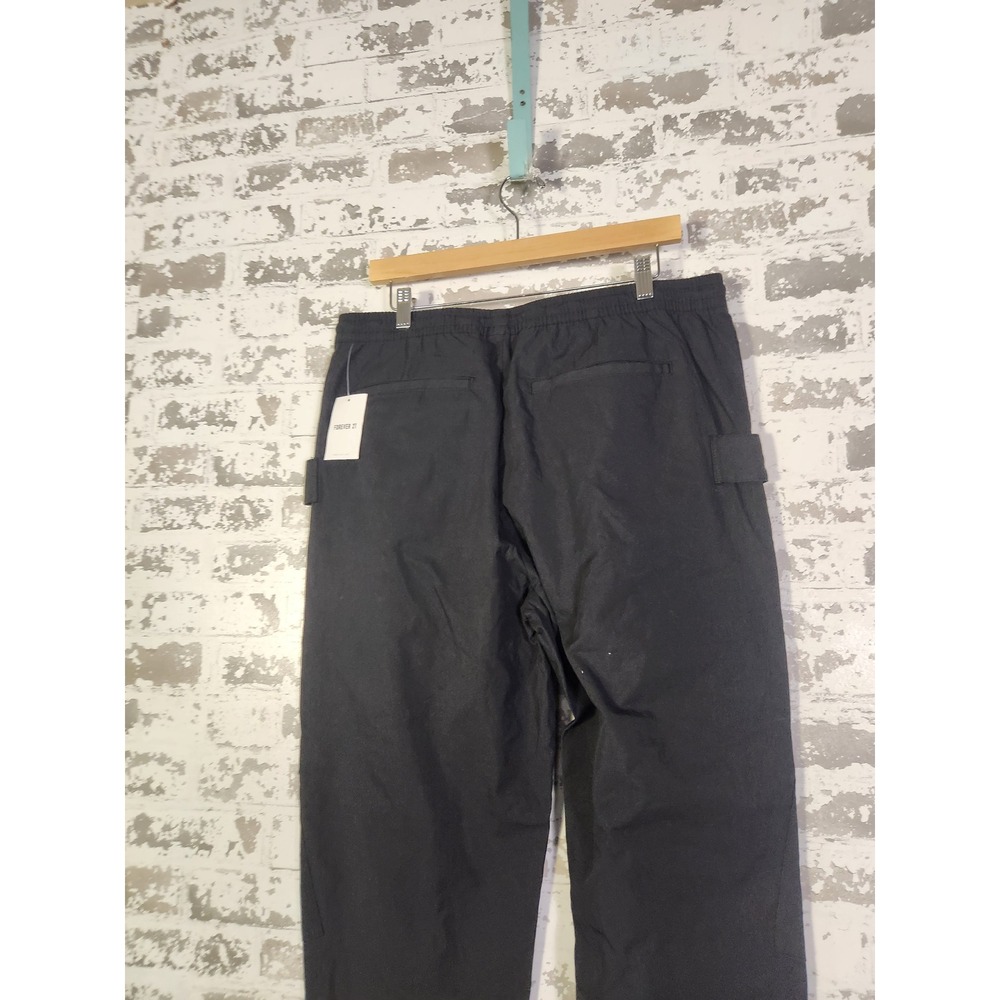Forever 21 Men Jogger Pants XL Black Cargo Snap Button Ankle Athleisure Comfort - Picture 7 of 16